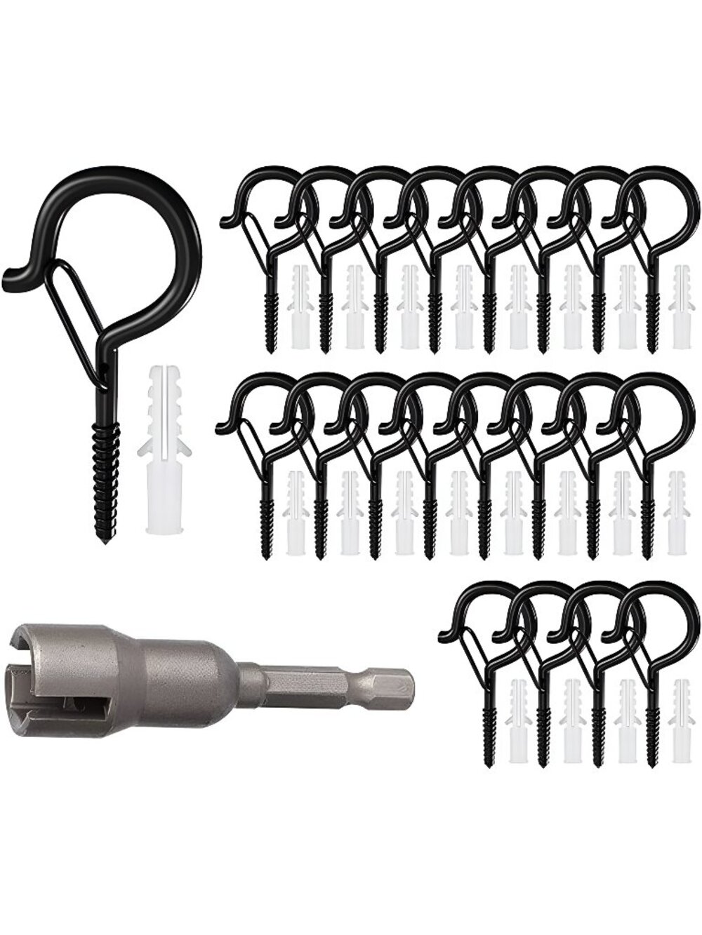 20 Pack Q-Hanger Hooks, Safety Screw Hook with Safety Buckle